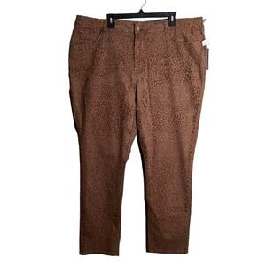 NYDJ Sheri Colored Cheetah Print Slimming Jeans Brown Plus Size 24W NWT